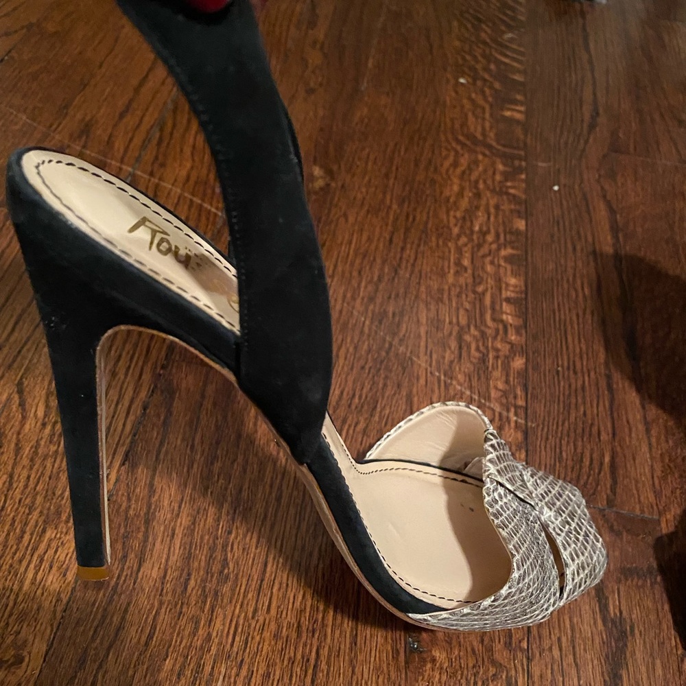 Jerome C. Rousseau Suede/Python Slingback Heels - image 2